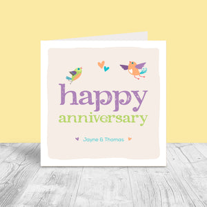 Personalised Anniversary Card - Flying Birds