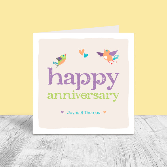 Personalised Anniversary Card - Flying Birds