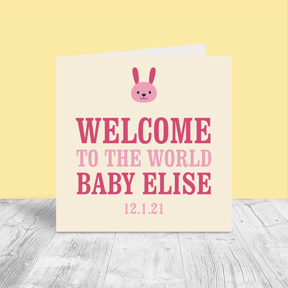 Personalised New Baby Card - Rabbit