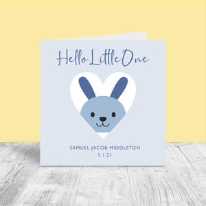 Personalised New Baby Card - Rabbit in Heart