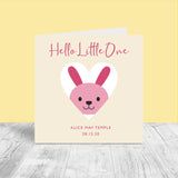 Personalised New Baby Card - Rabbit in Heart