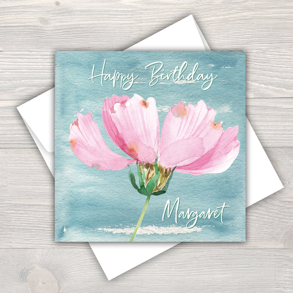 Female Personalised Birthday Card - Flower