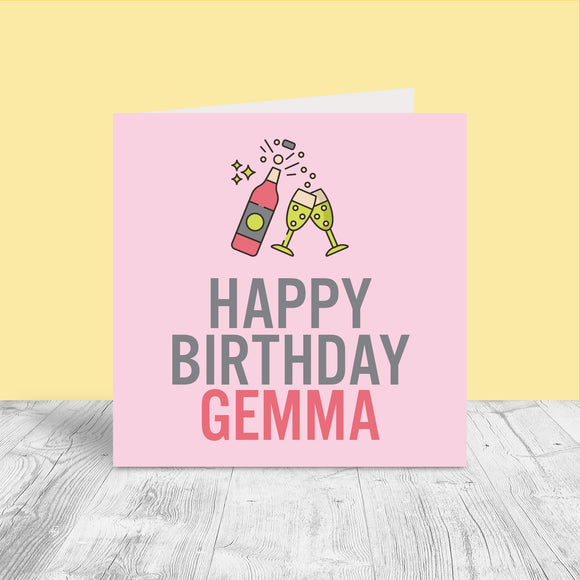 Female Personalised Birthday Card - Champagne