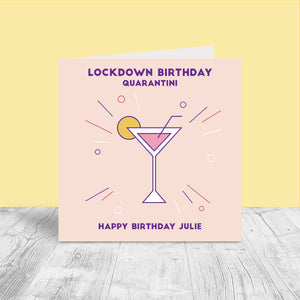 Female Personalised Birthday Card - Lockdown Quarantini