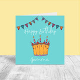 Female Personalised Birthday Card - Bunting & Cake