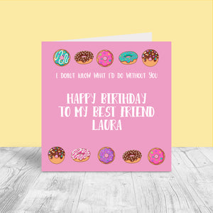 Female Personalised Birthday Card - Small Donuts