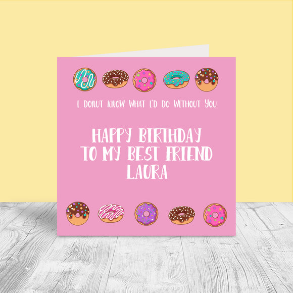 Female Personalised Birthday Card - Small Donuts