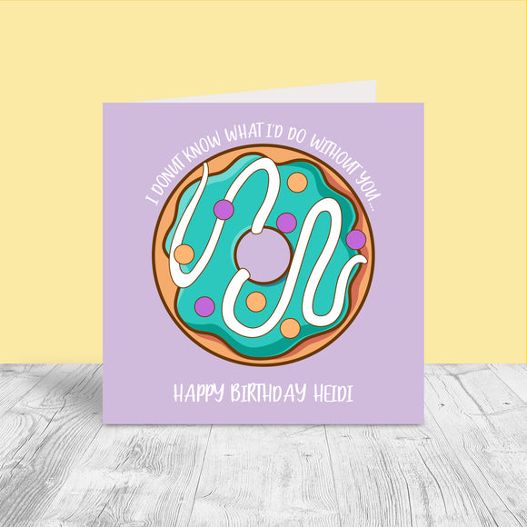 Female Personalised Birthday Card - Donut
