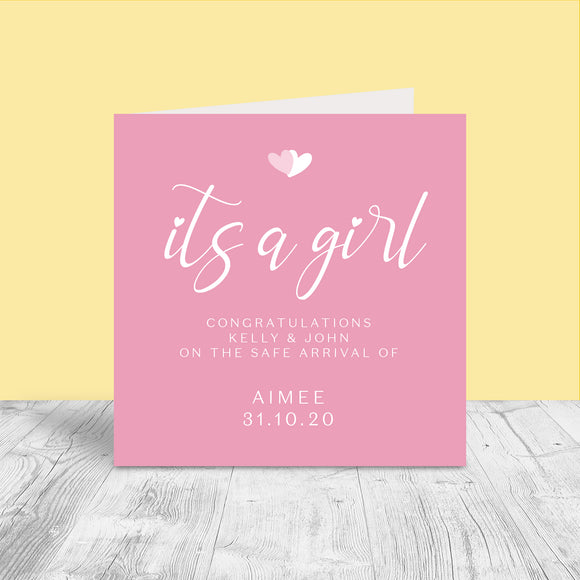 Personalised New Baby Card - Hearts