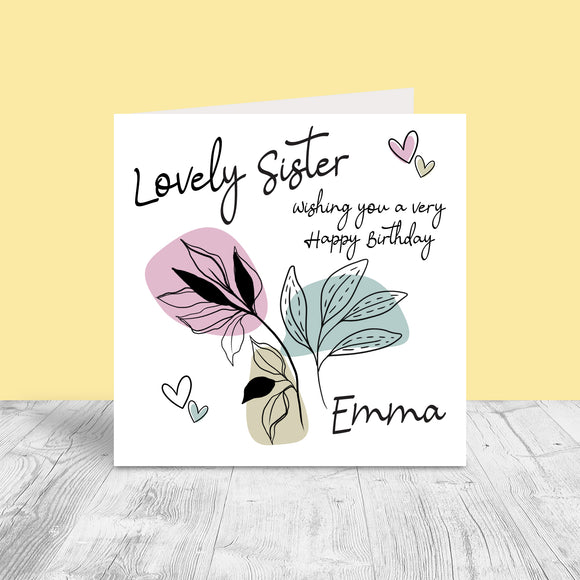 Female Personalised Birthday Card - Leaves