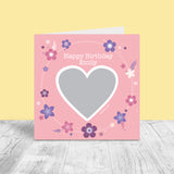 Personalised Female Scratch Off Heart Card - Flower Ring