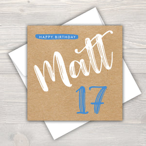Male Personalised Birthday Card - Script