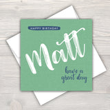 Male Personalised Birthday Card - Script