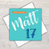 Male Personalised Birthday Card - Script