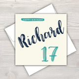 Male Personalised Birthday Card - Script