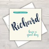 Male Personalised Birthday Card - Script