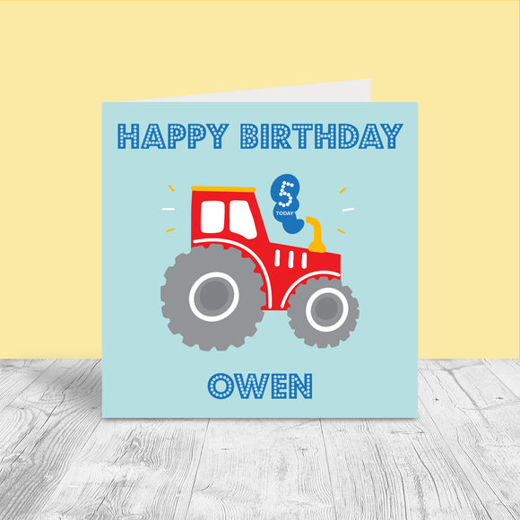 Kids Personalised Birthday Card - Tractor