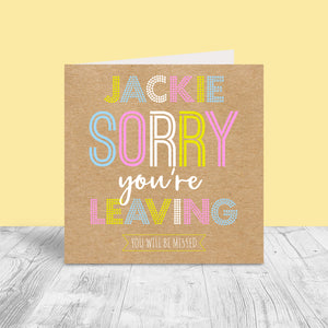Personalised Sorry You're Leaving Card - Lines & Dots (Lights)
