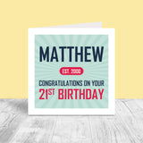 Male Personalised Birthday Card - Age EST.