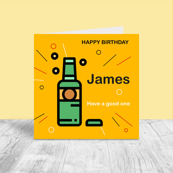 Male Personalised Birthday Card - Beer