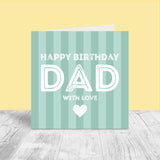 Happy Birthday Dad Card, Green Stripe with White text