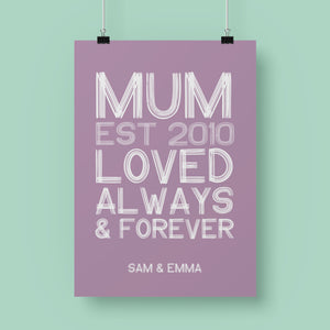 Personalised Mother's Day Print - Mum EST.