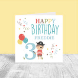 Kids Personalised Birthday Card - Pirate & Fairy